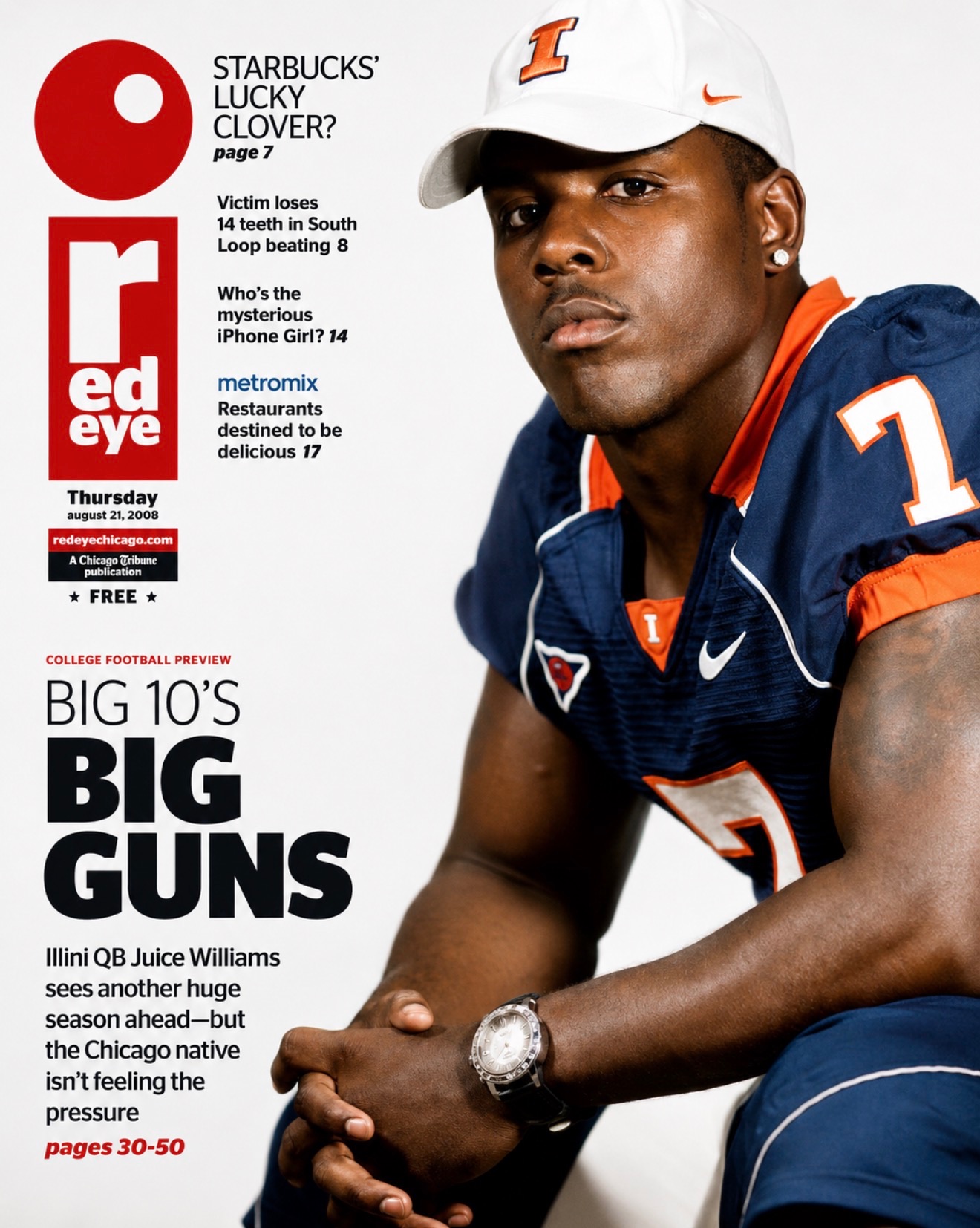 RedEye Chicago cover from August 2008 featuring Illini quarterback Juice Williams